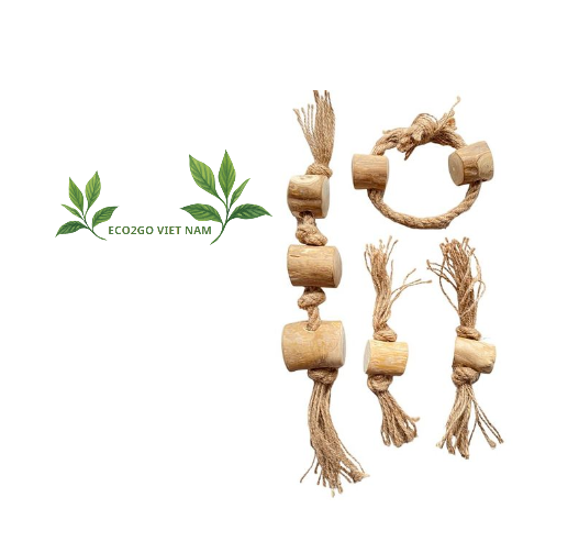 Biodegradable and sustainable Coffee Wood Tug/ Natural Dog Chew Toys Safety 100% For Pet at only Eco2go Vietnam