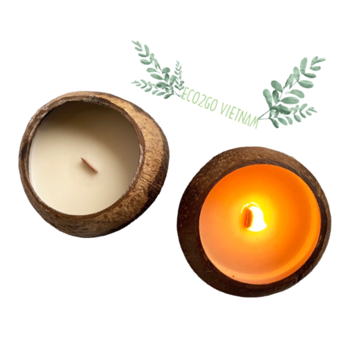 Bulk Sale Candle In Coconut Shell Bowl And Coconut Bowl Scent Candle Made Of All-Natural And Ecofriendly From Eco2go Vietnam