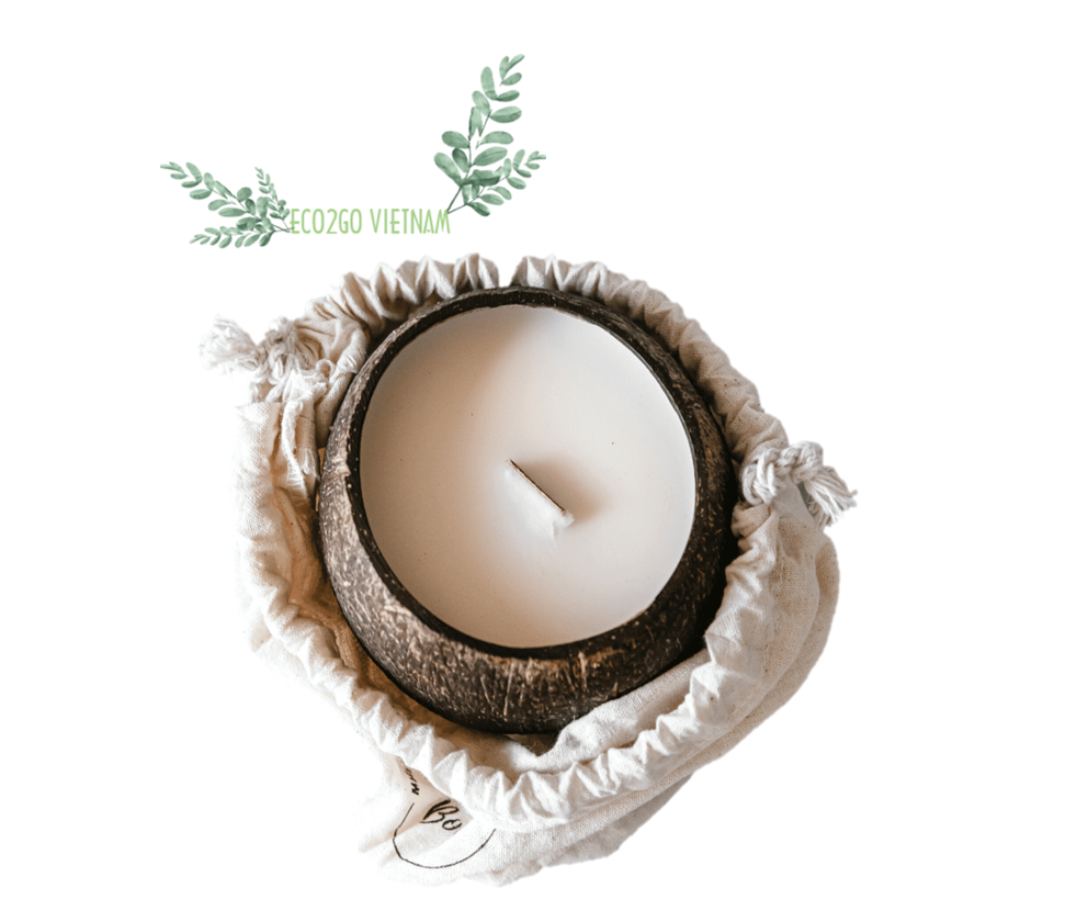 Organic Products Material Non-toxic Coconut Shell Candle Bowls/ Coconut Shell Bowls For Candle With Laser Logo Custom Vietnam