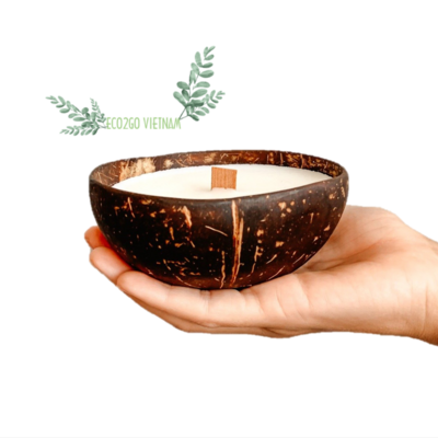 100% Handicraft and Sustainable Coconut Shell Candle Bowl/Coconut Shell Bowl For Candle With Engrave Laser Logo Made by Eco2go