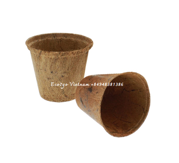 Coco coir pot With Free Sample In Vietnam/ Biodegradable 100% Coconut Fiber Pot/ Coconut Fiber Pot Made In Eco2go Vietnam