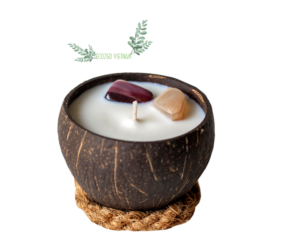 100% Handicraft and Sustainable Coconut Shell Candle Bowl/Coconut Shell Bowl For Candle With Engrave Laser Logo Made by Eco2go