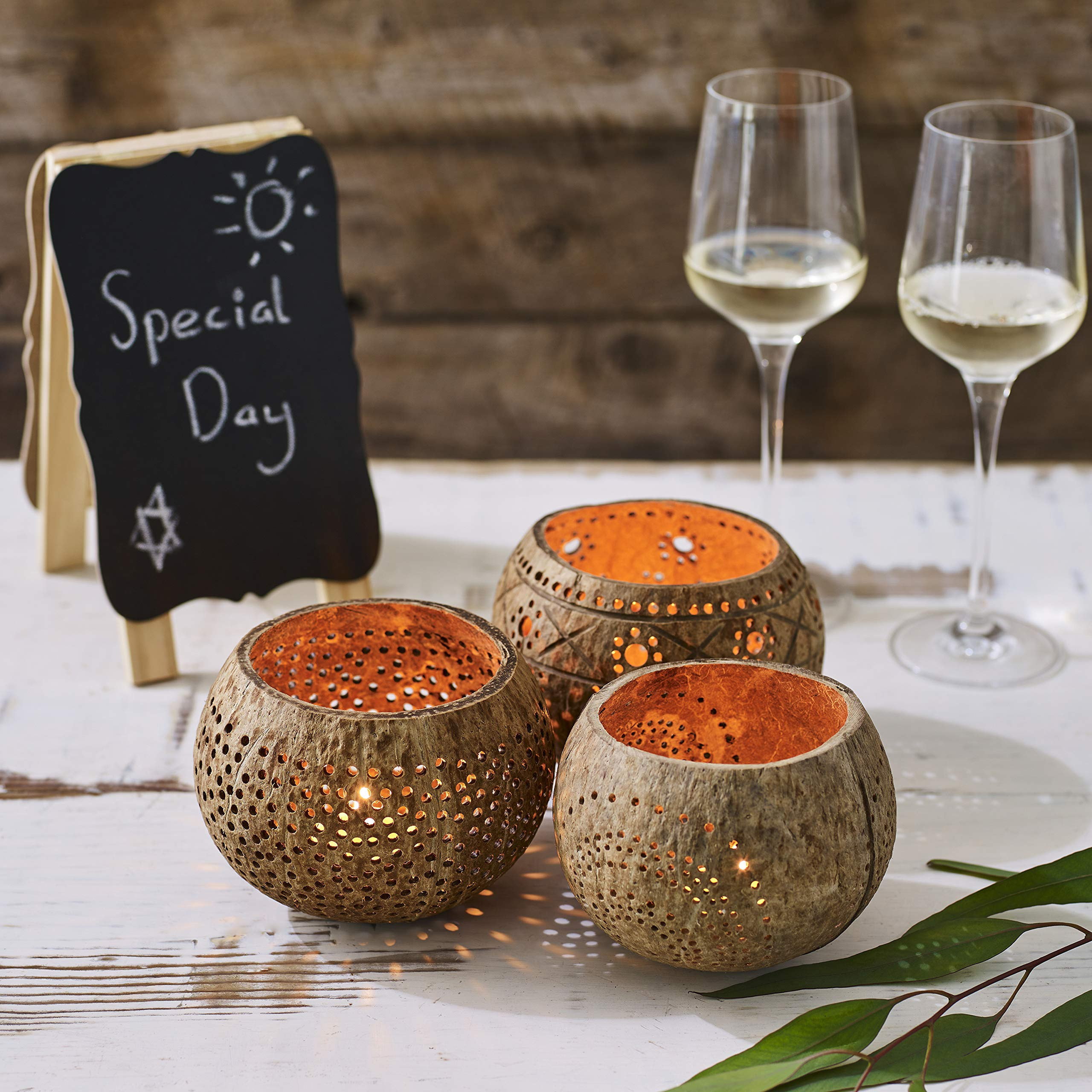 BEST QUALITY CUSTOM DESIGN COCONUT TEA LIGHT HOLDER / COCONUT SHELL BOWL CANDLE HOLDER MADE IN VIETNAM