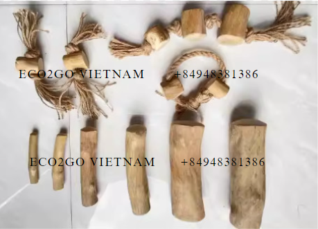 Biodegradable and sustainable Coffee Wood Tug/ Natural Dog Chew Toys Safety 100% For Pet at only Eco2go Vietnam