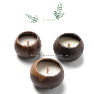 Bulk Sale Candle In Coconut Shell Bowl And Coconut Bowl Scent Candle Made Of All-Natural And Ecofriendly From Eco2go Vietnam