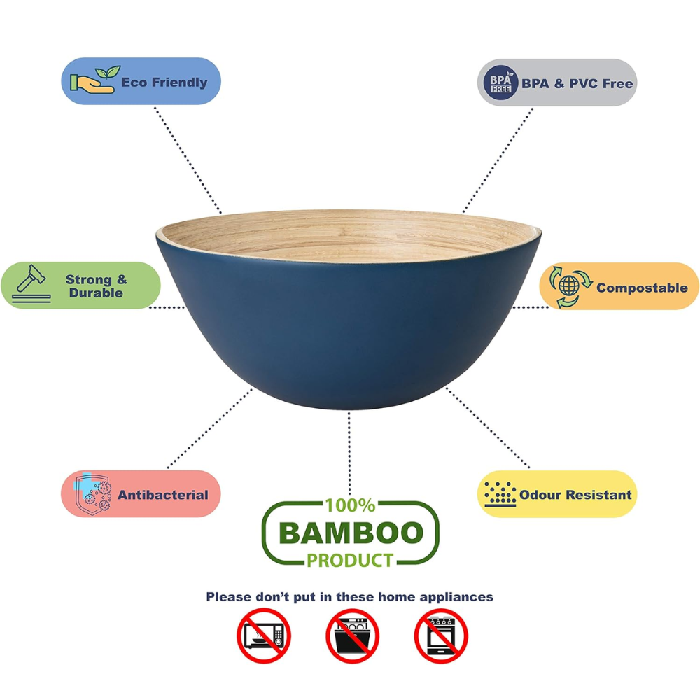 Natural Spun Bamboo Bowls Wholesale Large Bamboo Salad Fruit Serving Bowl Mixing Bowl Popcorn Made in Vietnam