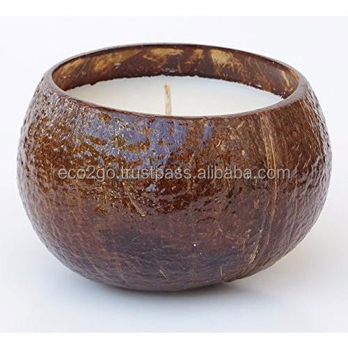 100% Handicraft and Sustainable Coconut Shell Candle Bowl/Coconut Shell Bowl For Candle With Engrave Laser Logo Made by Eco2go