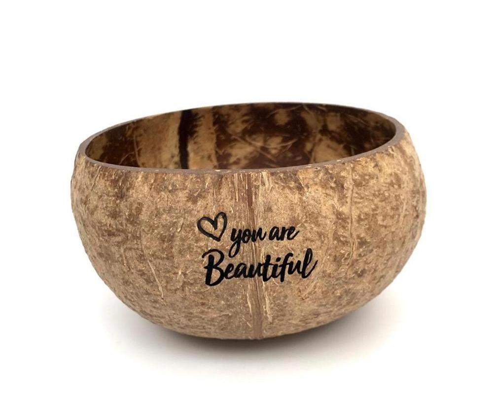 High Quality Eco-frienly Vietnam coconut shell bowls handmade /coconut bowls and wooden spoon set ice cream smoothie