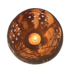 Hot 2024 Handmade and Organic Coconut Shell Candle Holder Vietnam/ Coconut Tea Light Holder With High Quality