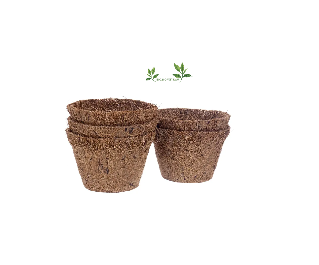 Coco coir pot With Free Sample In Vietnam/ Biodegradable 100% Coconut Fiber Pot/ Coconut Fiber Pot Made In Eco2go Vietnam