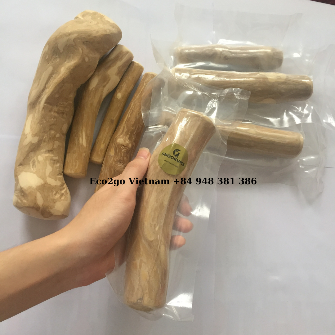 Customized Design Natural Coffee Wood Dog Chew Toys/ Coffee Wood Chew Dog Laser Logo Made In Vietnam