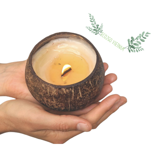 Bulk Sale Candle In Coconut Shell Bowl And Coconut Bowl Scent Candle Made Of All-Natural And Ecofriendly From Eco2go Vietnam