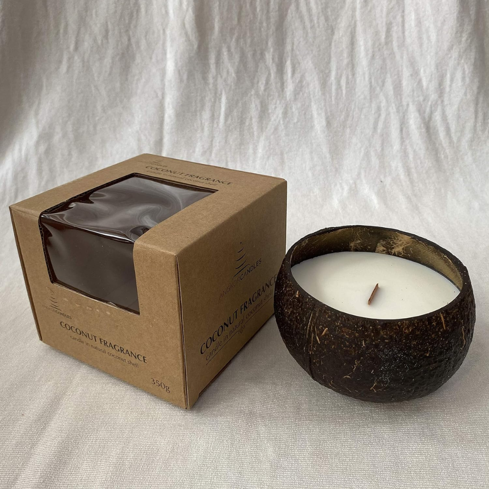 Scented Coconut Bowl Premium Soy Wood Wicked Scented Candle Natural Coconut Shell Eco Friendly Ideal for Home and Beach Decor