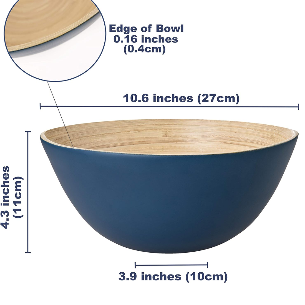 Natural Spun Bamboo Bowls Wholesale Large Bamboo Salad Fruit Serving Bowl Mixing Bowl Popcorn Made in Vietnam