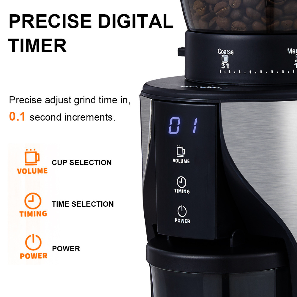 Stainless Steel Home and Commercial Hotel Cafe Shop Burr Spice Nut Mill Machine Electric Espresso Coffee Bean Grinder for Sale