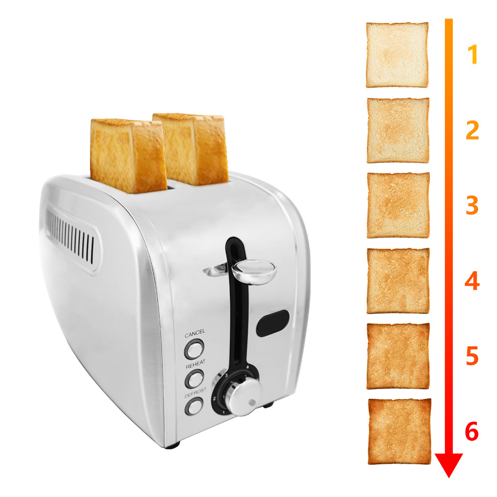 High Quality Smart LCD Digital Display 2 Slice Toast Oven Machine Stainless Steel Breakfast Bread Toaster for Household Use