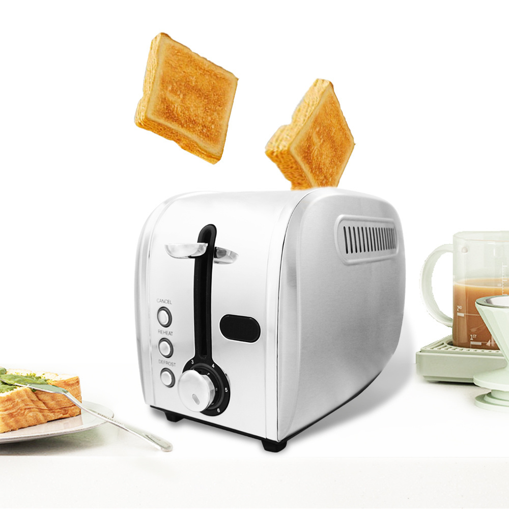 High Quality Smart LCD Digital Display 2 Slice Toast Oven Machine Stainless Steel Breakfast Bread Toaster for Household Use