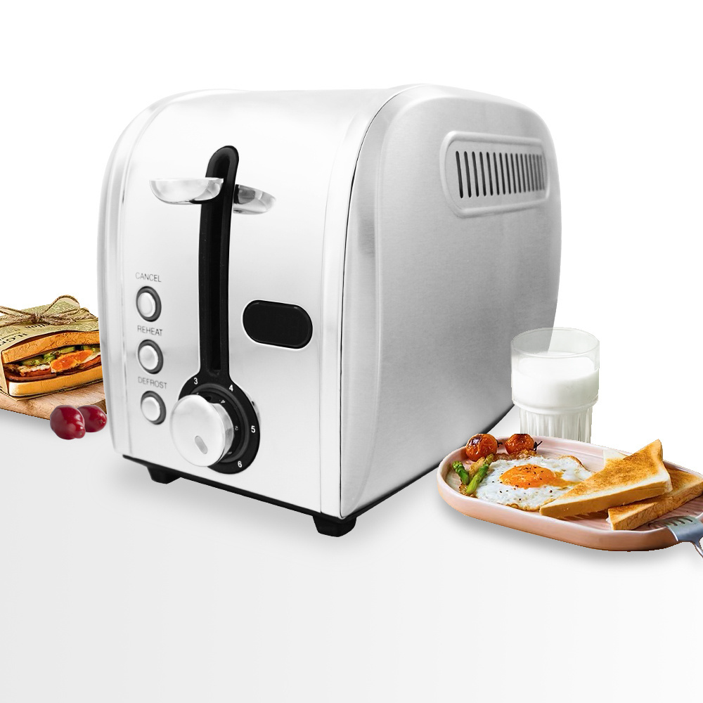 High Quality Smart LCD Digital Display 2 Slice Toast Oven Machine Stainless Steel Breakfast Bread Toaster for Household Use