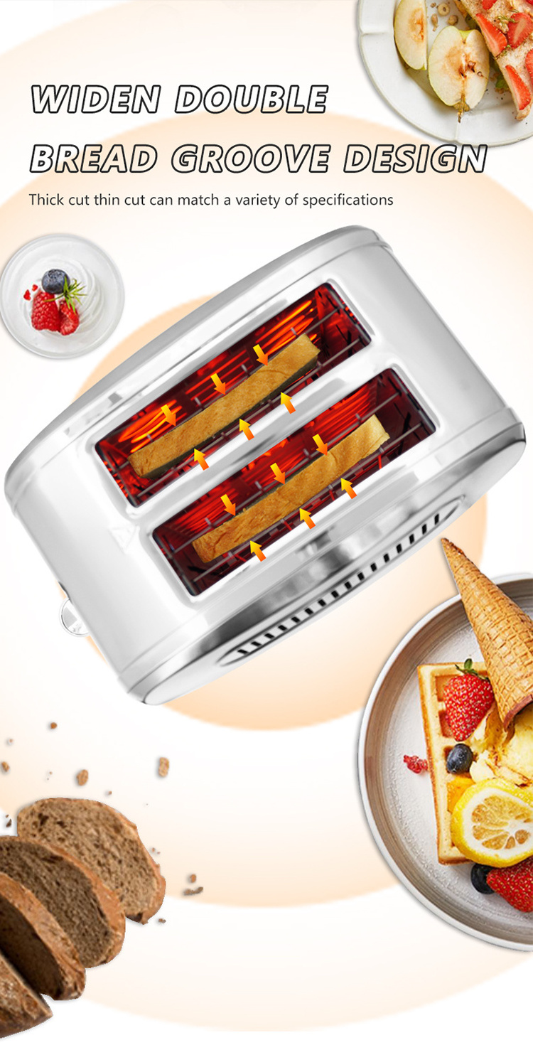 High Quality Smart LCD Digital Display 2 Slice Toast Oven Machine Stainless Steel Breakfast Bread Toaster for Household Use