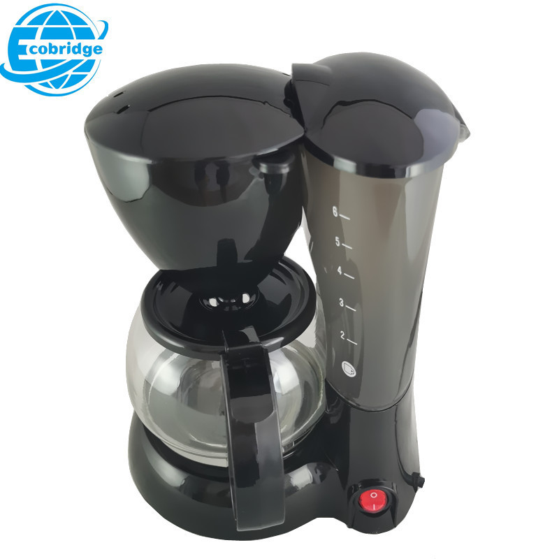 Plastic Drip Coffee Maker with Transparent Water Gauge Tank Electric Manual Glass Carafe Coffee Machine for Household Use