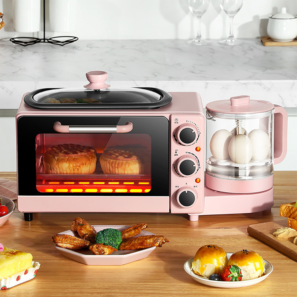 3 In 1 High Quality Family Mini Bread Toaster Oven Sandwich Machine Home 3in1 Kettle Coffee Breakfast Maker Set With Egg Cooker