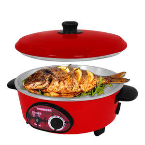 Hot Sale Cheap Multi-function Large Capacity Red Electric Hotpot and Household Use Non-Stick Cooking Skillet Soup Cooker Hot Pot