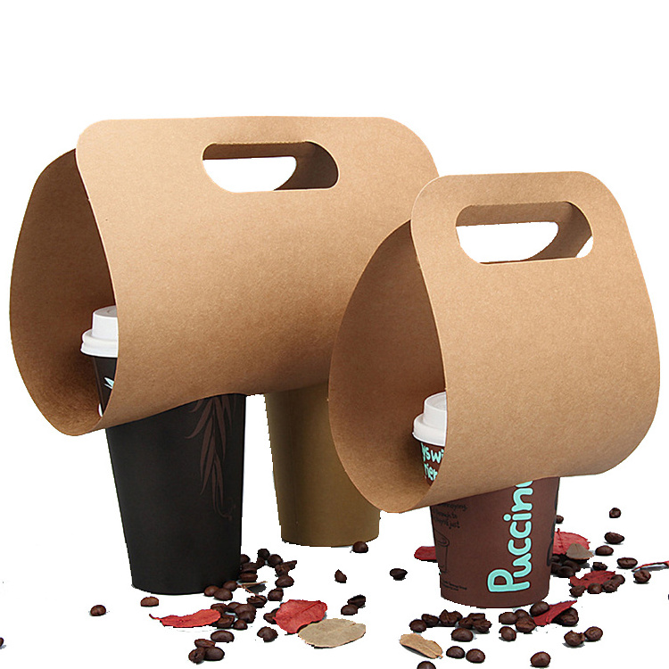 Biodegradable compostable to go kraft bagasse paper disposable cafe hot cup carrier holder