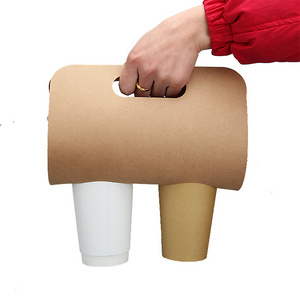 Biodegradable compostable to go kraft bagasse paper disposable cafe hot cup carrier holder