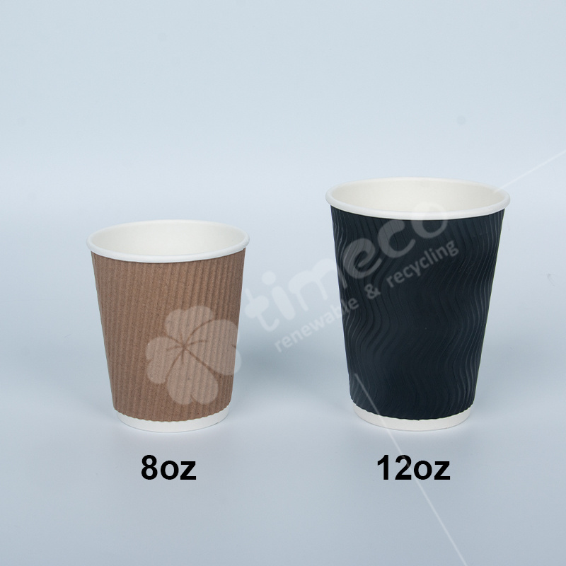 8 12 16 20 22 oz black coffee cup disposable cup take away single double ripple wall coffee paper cups with lid