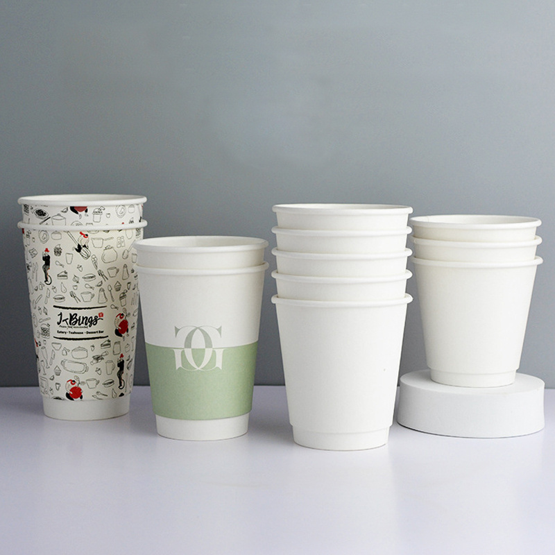 Coffee Cup with Lid Single Wall Paper Cup Wholesale biodegradable cups Paper Printed Disposable Craft Paper Beverage Round