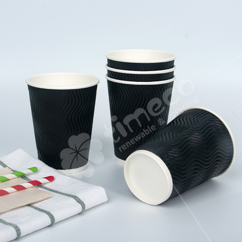 8 12 16 20 22 oz black coffee cup disposable cup take away single double ripple wall coffee paper cups with lid