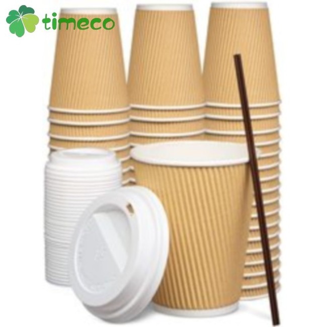 Customizable Print Ripple Paper Cups Insulated Ripple Takeaway Paper Hot Coffee Disposable Ripple Wall Coffee Paper Cup With Lid