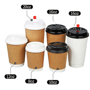 Coffee Cup with Lid Single Wall Paper Cup Wholesale biodegradable cups Paper Printed Disposable Craft Paper Beverage Round