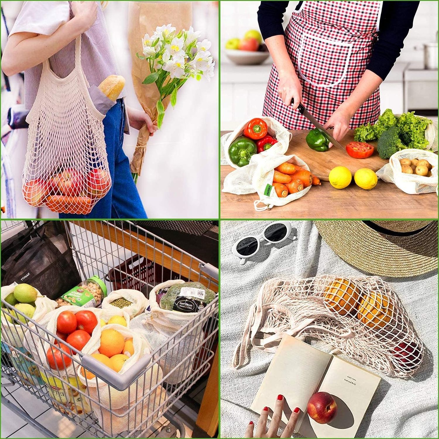 Net Mesh Reusable Produce Bags 2020 Zero Waste Recycled Sustainable Eco Friendly Organic Cotton Screen Printing Drawstring