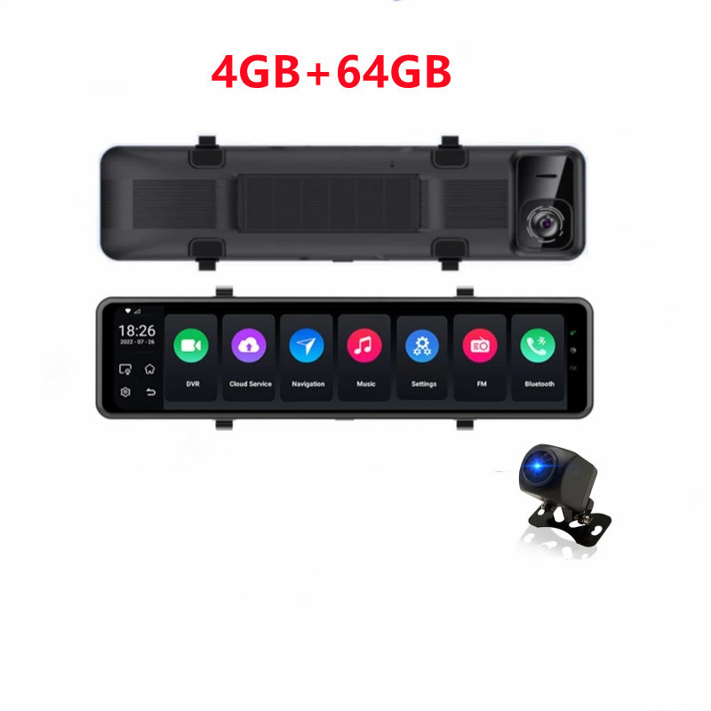 Car Dvr 4G Android 10.0 Dash Cam HD 1080P Dual Lens Front and Rear Rearview Mirror 12Inch 4G+64G Video Recorder 5G WiFi GPS BT