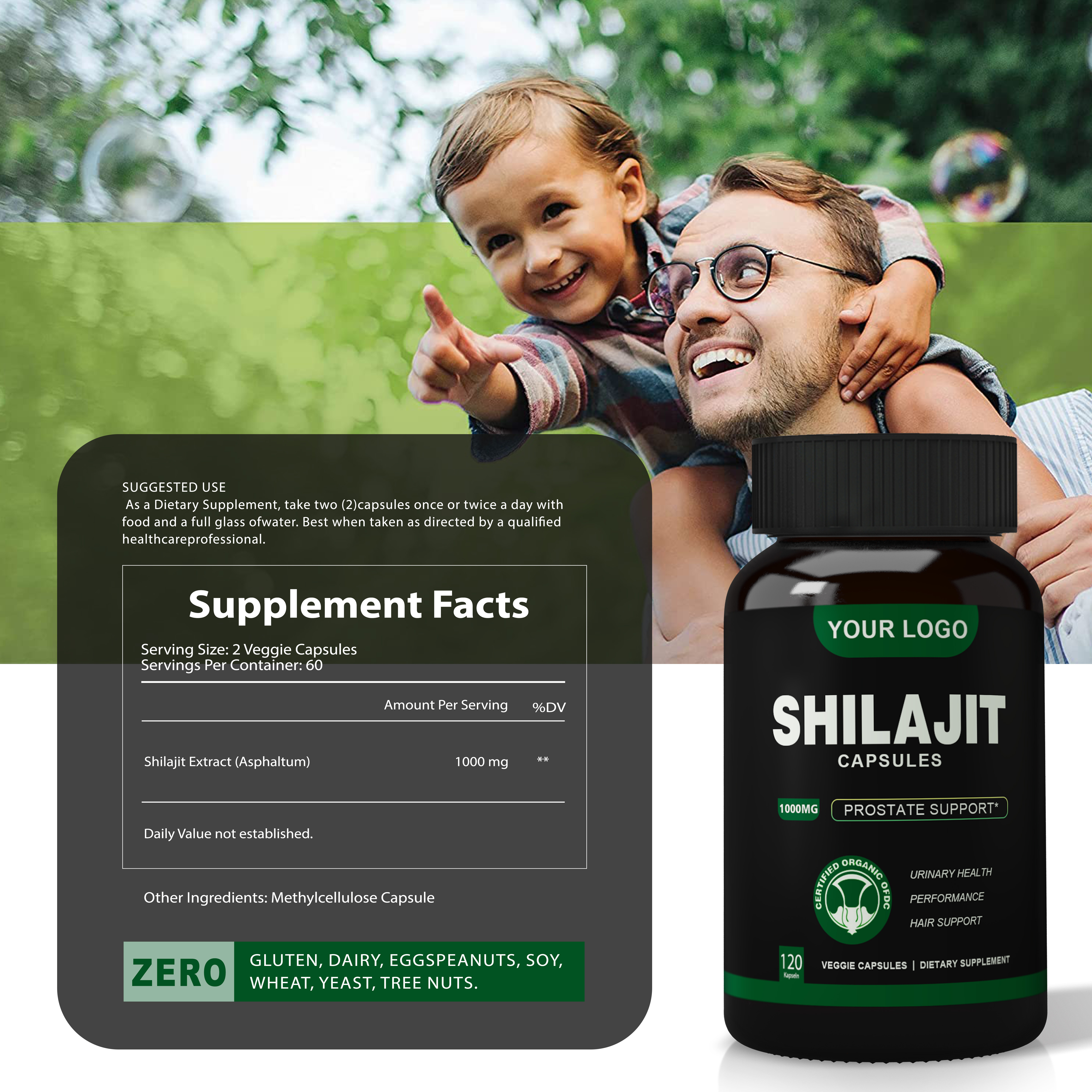 Private Label Supplement shilajit resin pure himalayan extract capsules naturel shilajit capsule