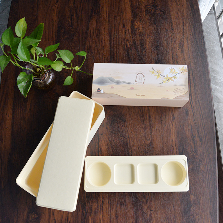 biodegradable sugarcane pulp molded mooncake pastry luxury packaging box eco friendly packaging