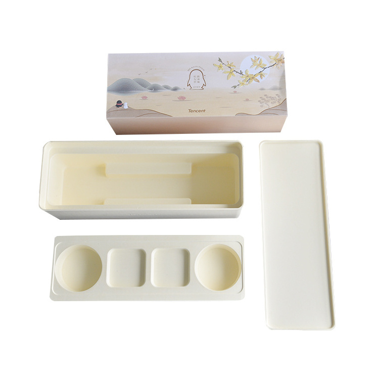 biodegradable sugarcane pulp molded mooncake pastry luxury packaging box eco friendly packaging