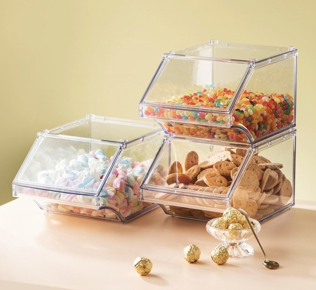 Pick and mix bulk acrylic cereal grain candy nuts display food dispenser storage container/box/bins