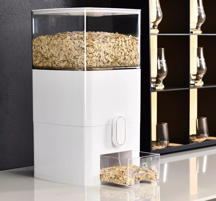 Rotary Airtight Storage Container dry food Wheat Flour rice cereal Dispenser with Measuring Cup