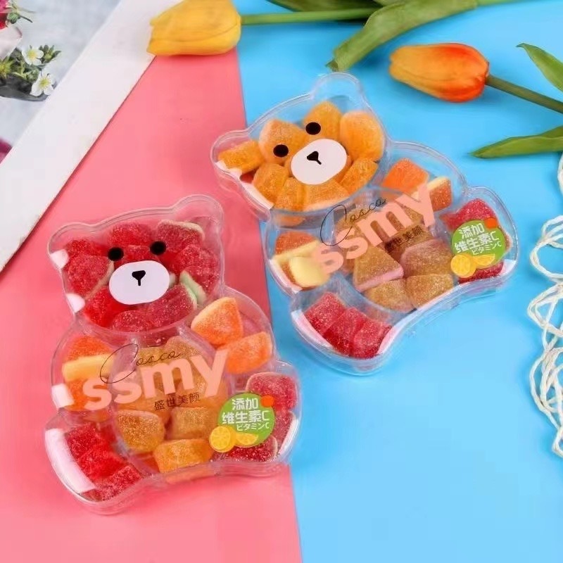 acrylic teddy bear Alphabet letter candy sweet snack Chocolate case love letter shaped acrylic candy box