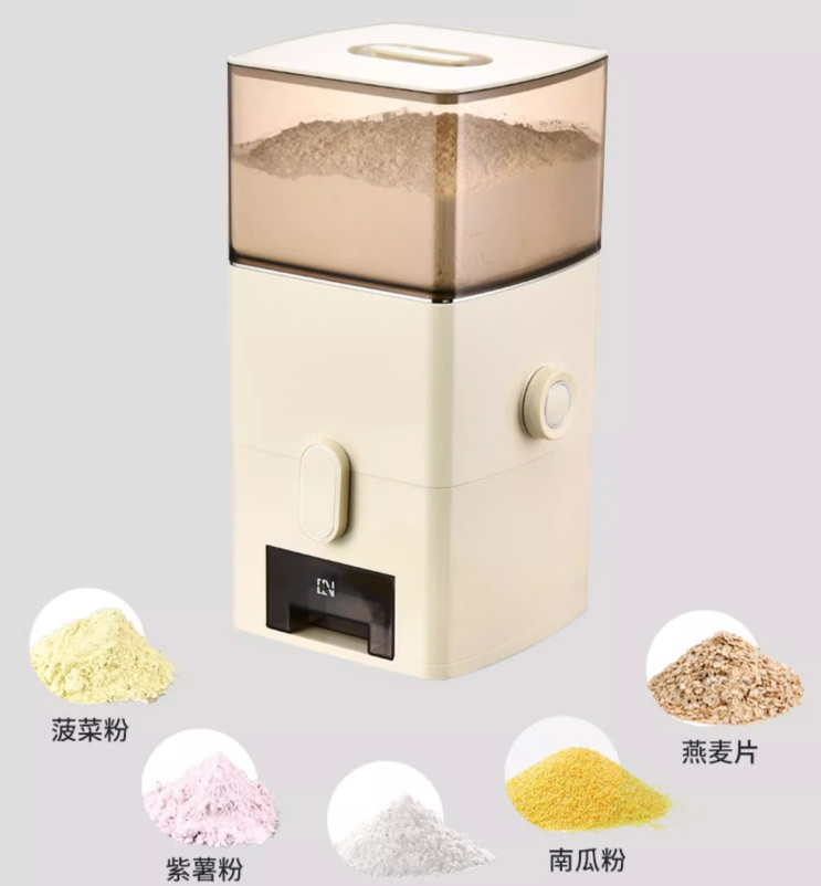 Rotary Airtight Storage Container dry food Wheat Flour rice cereal Dispenser with Measuring Cup