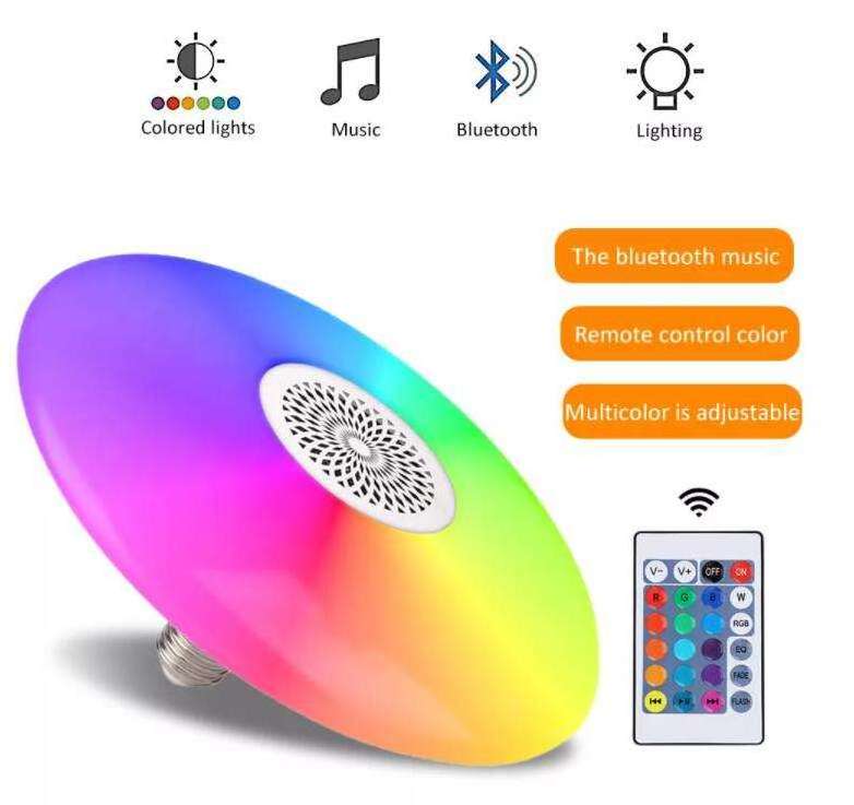 Soft Warm White ABS PS bluetooth 30W E27 RGB Music Bulb Speaker 24 Keys Remote Control LED Smart Music Bulbs