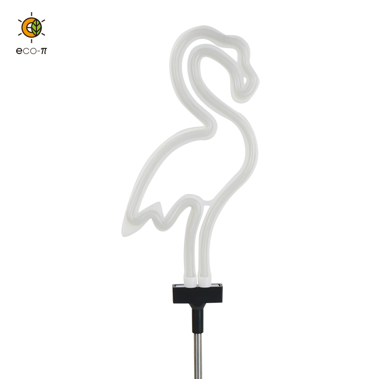 In Stock Pink Flamingo Shape Silicone Neon Outdoor Decorative LED Flamingo Lawn Solar Lamp Garden Yard Lights Waterproof