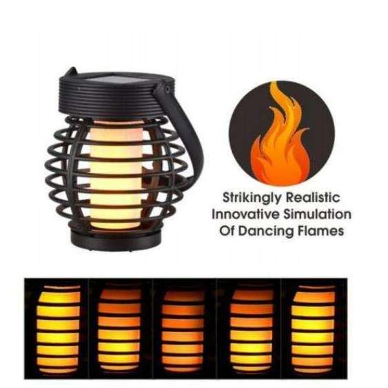 Outdoor Hanging LED Solar Garden Flame Light for Decoration Cute Rattan Solar Fire Flame Lantern