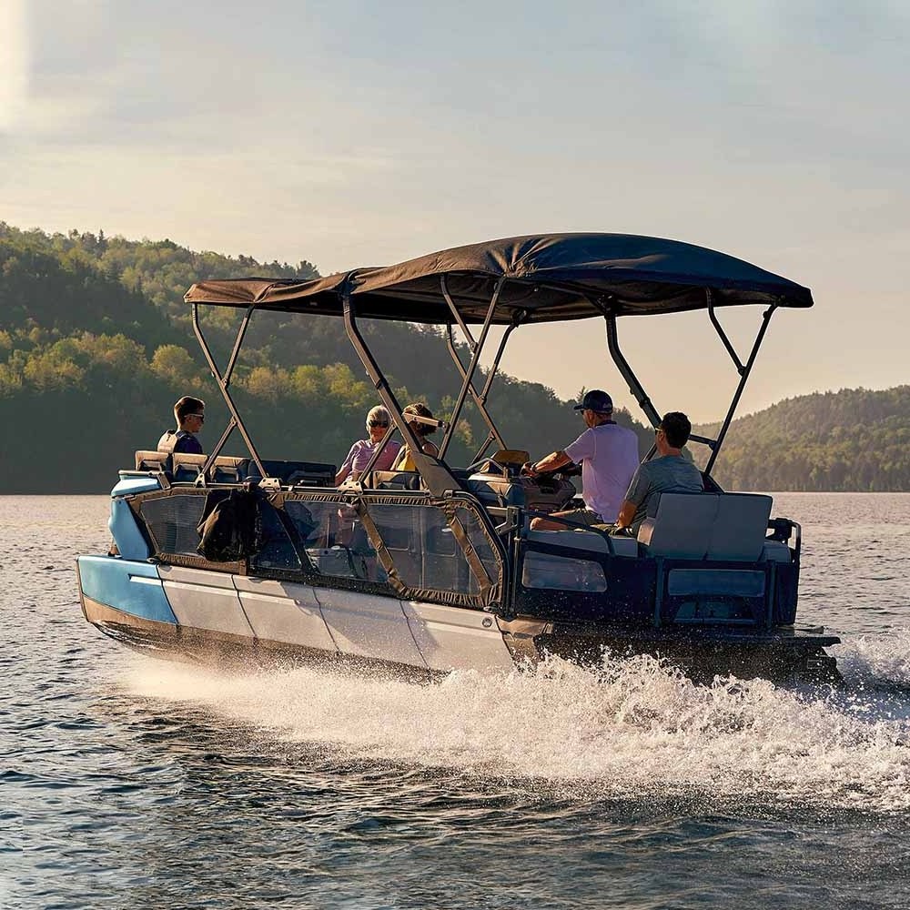 Peerless Innovative Catamaran Pontoon Boat Inflatable Floating Boat With Motor and Trailer