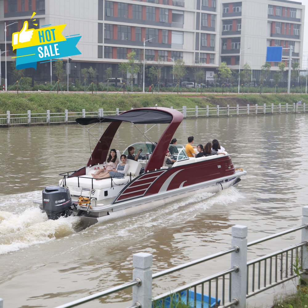 Nice Recreational Fiberglass Hull Work Boat Family Party Fishing Pontoon Boat for Sale