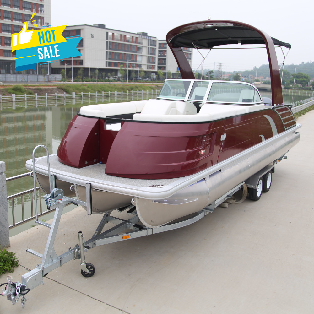 Nice Recreational Fiberglass Hull Work Boat Family Party Fishing Pontoon Boat for Sale