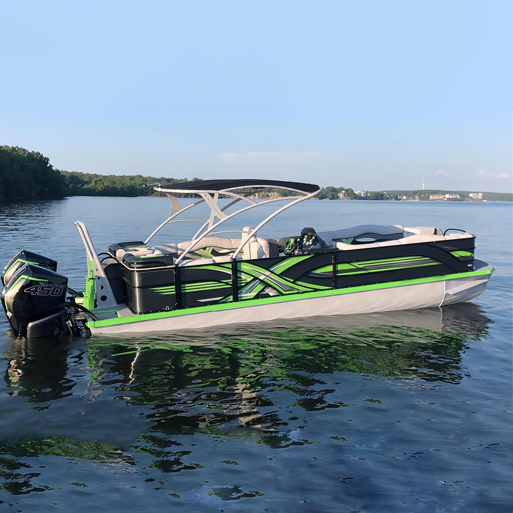 Peerless Innovative Sport Catamaran Pontoon Boat Family Type Inflatable Aluminum Fishing Boat with Motor and Trailer