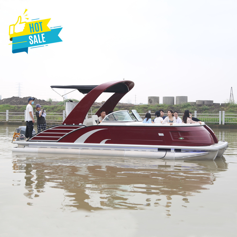 Nice Recreational Fiberglass Hull Work Boat Family Party Fishing Pontoon Boat for Sale